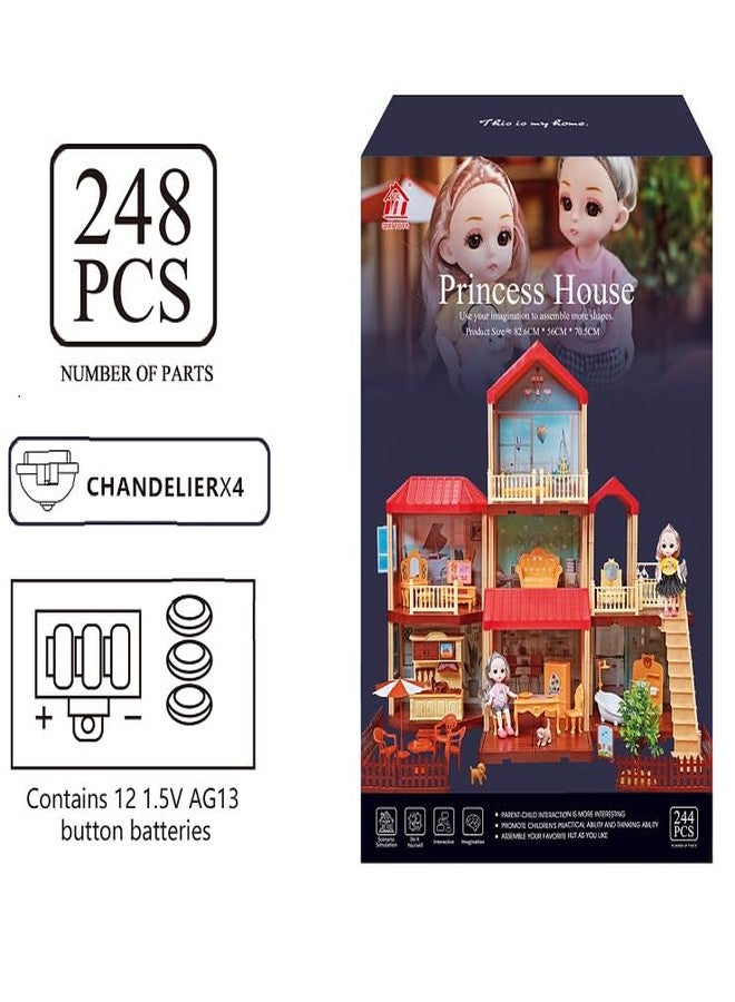 AVARIN Princess Dollhouse Kit- Includes Doll House Asseccories and Furniture- Pretend Play Building Toys with Doll Kids Playset (Multi Color) - Image 3